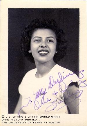 Sallie Castro gave this picture of herself in her early 20's to Larislao with the words,\To my darling one and only.\""