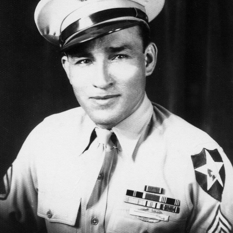 Julian Gonzales as a Sergeant in WWII in 1945. Photo taken in San Antonio, TX.